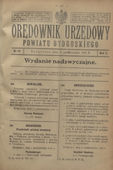 Orędownik Urzędowy Powiatu Bydgoskiego. R.77, nr 43 (15 października 1928) - wyd. nadzwyczajne