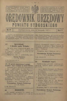 Orędownik Urzędowy Powiatu Bydgoskiego. R.77, nr 48 (14 listopada 1928)
