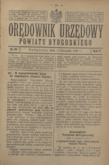 Orędownik Urzędowy Powiatu Bydgoskiego. R.77, nr 49 (21 listopada 1928)