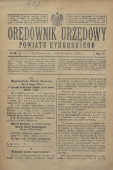 Orędownik Urzędowy Powiatu Bydgoskiego. R.78, nr 12 (20 marca 1929)