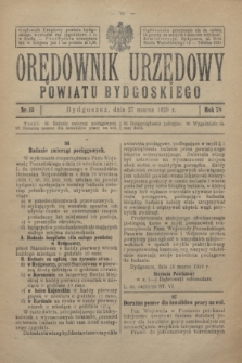 Orędownik Urzędowy Powiatu Bydgoskiego. R.78, nr 13 (27 marca 1929)