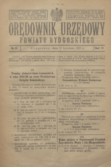 Orędownik Urzędowy Powiatu Bydgoskiego. R.78, nr 15 (10 kwietnia 1929)