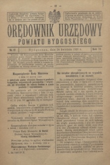 Orędownik Urzędowy Powiatu Bydgoskiego. R.78, nr 17 (24 kwietnia 1929)