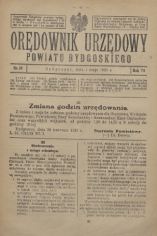 Orędownik Urzędowy Powiatu Bydgoskiego. R.78, nr 18 (1 maja 1929)