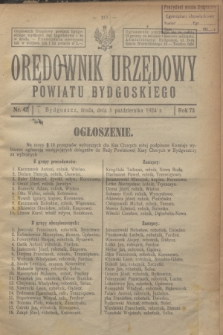 Orędownik Urzędowy Powiatu Bydgoskiego. R.73, nr 42 [i.e. 41](1 października 1924)