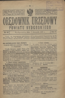 Orędownik Urzędowy Powiatu Bydgoskiego. R.75, nr 46 (17 listopada 1926)
