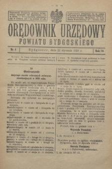 Orędownik Urzędowy Powiatu Bydgoskiego. R.78, nr 4 (23 stycznia 1929)