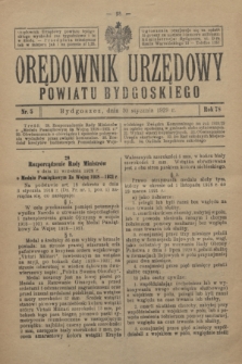 Orędownik Urzędowy Powiatu Bydgoskiego. R.78, nr 5 (30 stycznia 1929)