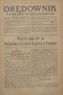 Orędownik Powiatu Bydgoskiego : wychodzi raz tygodniowo i to w środę. R.78, nr 25 (19 czerwca 1929)
