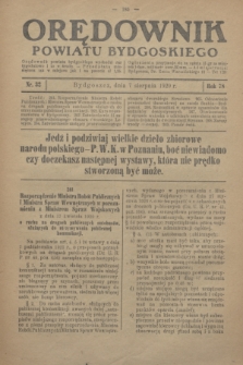Orędownik Powiatu Bydgoskiego : wychodzi raz tygodniowo i to w środę. R.78, nr 32 (7 sierpnia 1929)
