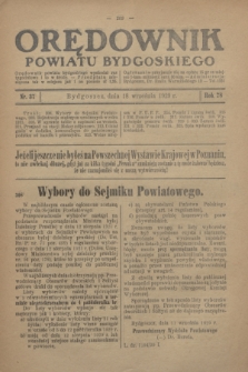 Orędownik Powiatu Bydgoskiego : wychodzi raz tygodniowo i to w środę. R.78, nr 37 (18 września 1929)