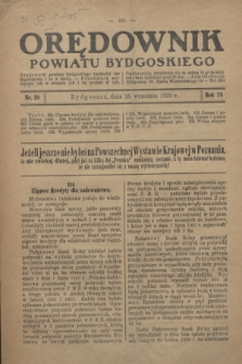 Orędownik Powiatu Bydgoskiego : wychodzi raz tygodniowo i to w środę. R.78, nr 38 (25 września 1929)