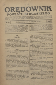 Orędownik Powiatu Bydgoskiego : wychodzi raz tygodniowo i to w środę. R.78, nr 45 (1929)
