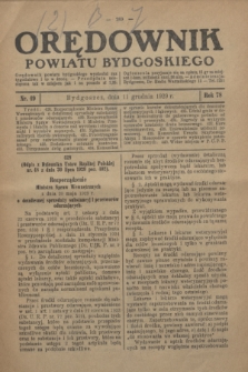 Orędownik Powiatu Bydgoskiego : wychodzi raz tygodniowo i to w środę. R.78, nr 49 (11 grudnia 1929)