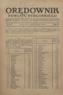 Orędownik Powiatu Bydgoskiego : wychodzi raz tygodniowo i to w środę. R.79, nr 10 (26 lutego 1930)