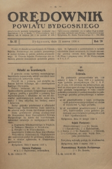Orędownik Powiatu Bydgoskiego : wychodzi raz tygodniowo i to w środę. R.79, nr 12 (12 marca 1930)