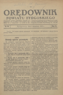 Orędownik Powiatu Bydgoskiego : wychodzi raz tygodniowo i to w środę. R.85, nr 36 (2 września 1936)