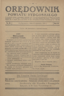 Orędownik Powiatu Bydgoskiego : wychodzi raz tygodniowo i to w środę. R.85, nr 39 (23 września 1936)