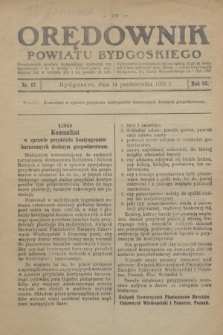 Orędownik Powiatu Bydgoskiego : wychodzi raz tygodniowo i to w środę. R.85, nr 42 (14 października 1936)