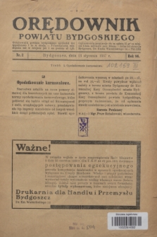Orędownik Powiatu Bydgoskiego : wychodzi raz tygodniowo i to w środę. R.86, nr 2 (13 stycznia 1937)