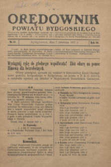 Orędownik Powiatu Bydgoskiego : wychodzi raz tygodniowo i to w środę. R.86, nr 14 (7 kwietnia 1937)