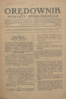 Orędownik Powiatu Bydgoskiego : wychodzi raz tygodniowo i to w środę. R.86, nr 21 (26 maja 1937)