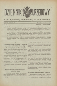 Dziennik Urzędowy c. i k. Komendy obwodowej w Tomaszowie. 1916, nr 5 (1 czerwca)