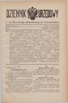 Dziennik Urzędowy c. i k. Komendy obwodowej w Tomaszowie. 1916, nr 11 (1 września) + dod.