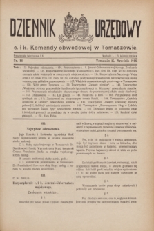 Dziennik Urzędowy c. i k. Komendy obwodowej w Tomaszowie. 1916, nr 12 (15 września)