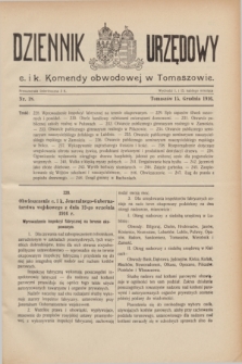 Dziennik Urzędowy c. i k. Komendy obwodowej w Tomaszowie. 1916, nr 18 (15 grudnia)