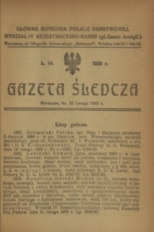 Gazeta Śledcza. [R.2], L. 14 (23 lutego 1920)