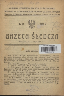 Gazeta Śledcza. [R.2], L. 43 (4 maja 1920)