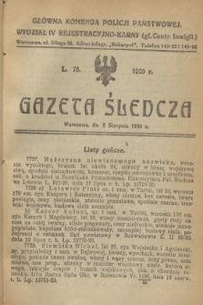 Gazeta Śledcza. [R.2], L. 78 (2 sierpnia 1920)