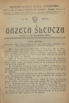 Gazeta Śledcza. [R.2], L. 91 (10 września 1920)