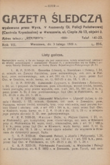 Gazeta Śledcza. R.7, L. 816 (3 lutego 1926)