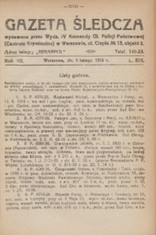 Gazeta Śledcza. R.7, L. 818 (9 lutego 1926)