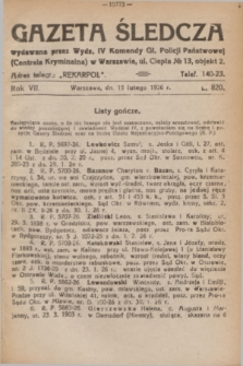 Gazeta Śledcza. R.7, L. 820 (15 lutego 1926)