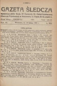 Gazeta Śledcza. R.7, L. 823 (24 lutego 1926)