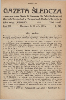 Gazeta Śledcza. R.7, L. 848 (10 maja 1926)