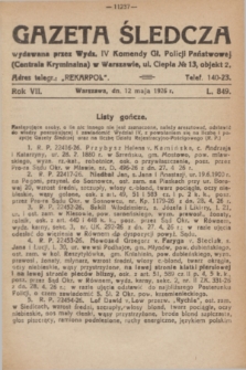 Gazeta Śledcza. R.7, L. 849 (12 maja 1926)