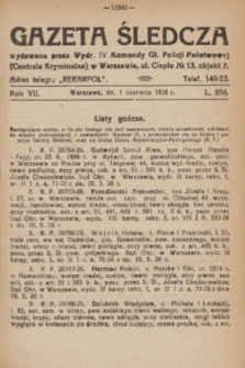 Gazeta Śledcza. R.7, L. 856 (1 czerwca 1926)
