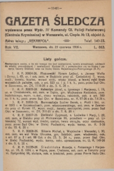 Gazeta Śledcza. R.7, L. 863 (23 czerwca 1926)