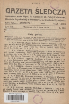Gazeta Śledcza. R.7, L. 865 (1 lipca 1926)
