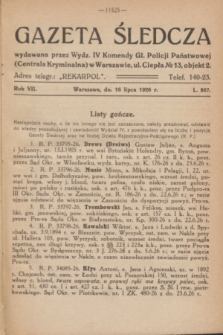 Gazeta Śledcza. R.7, L. 867 (16 lipca 1926)