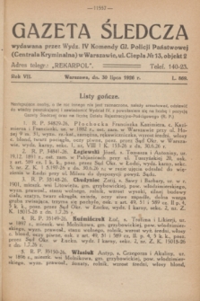 Gazeta Śledcza. R.7, L. 869 (30 lipca 1926)