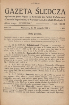 Gazeta Śledcza. R.7, L. 871 (10 sierpnia 1926)