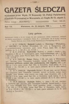 Gazeta Śledcza. R.7, L. 873 (24 sierpnia 1926)