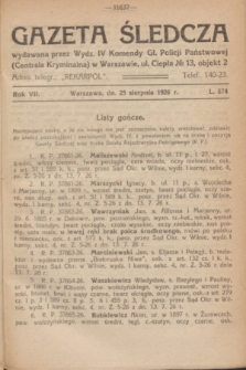 Gazeta Śledcza. R.7, L. 874 (25 sierpnia 1926)