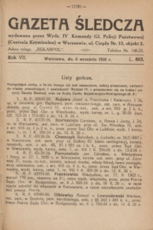 Gazeta Śledcza. R.7, L. 883 (6 września 1926)