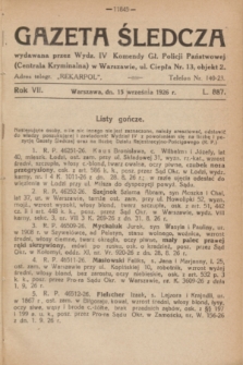 Gazeta Śledcza. R.7, L. 887 (15 września 1926)